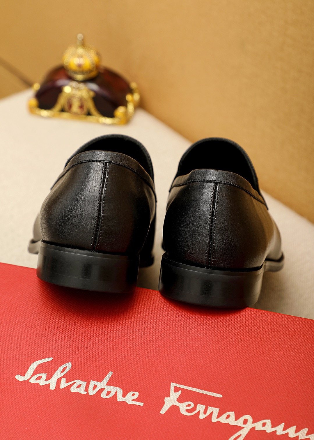 Ferragamo Men's Black Bit Loafers - Metal Bit Vamp Detail