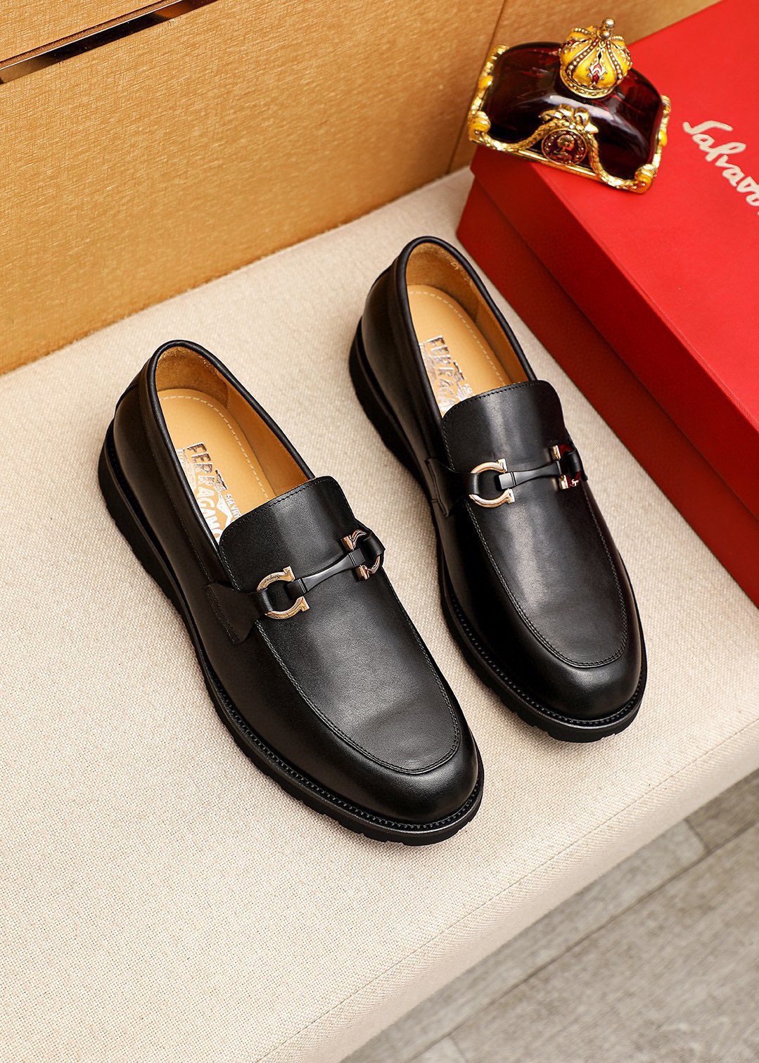 Ferragamo Black Buckle Loafers - Lugged Outsole