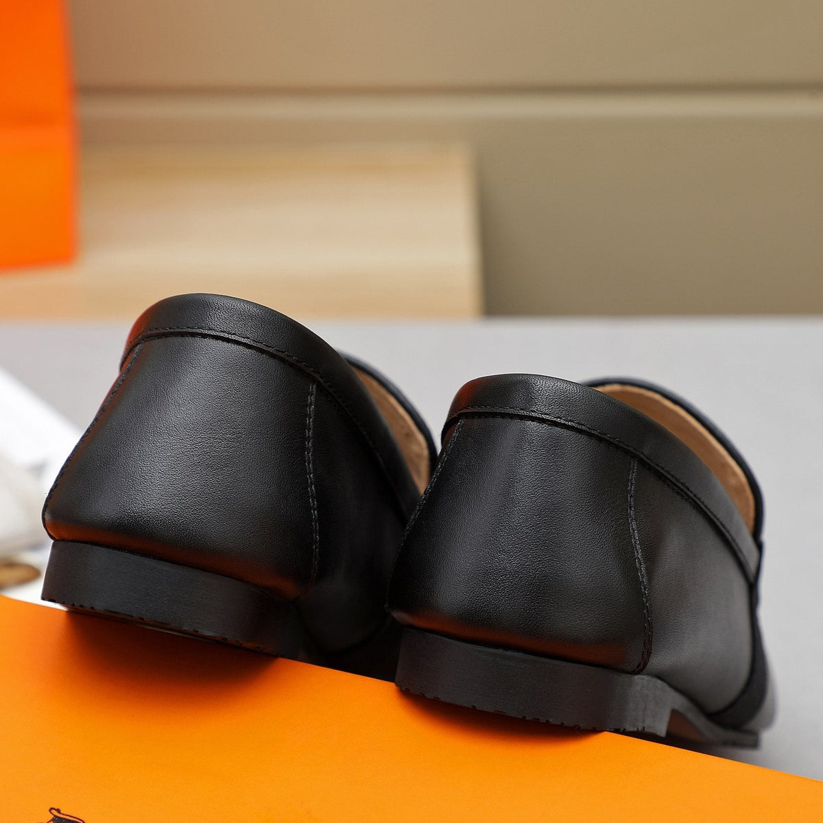 Hermès Black H-Hardware Slip-On Loafers