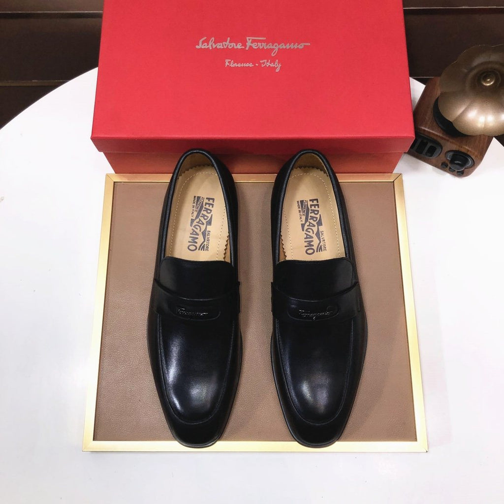 Ferragamo Black Leather Loafers