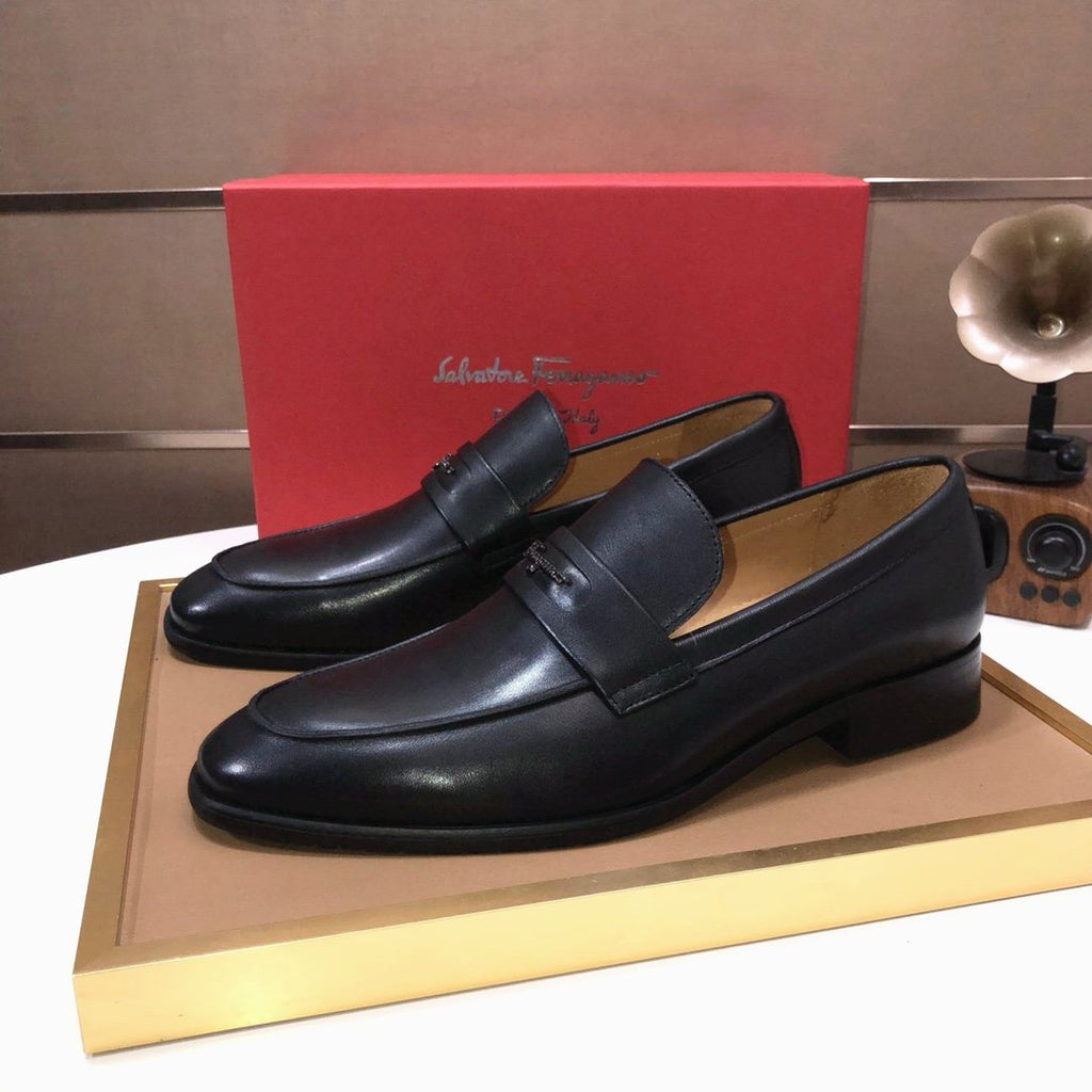 Ferragamo Black Leather Loafers
