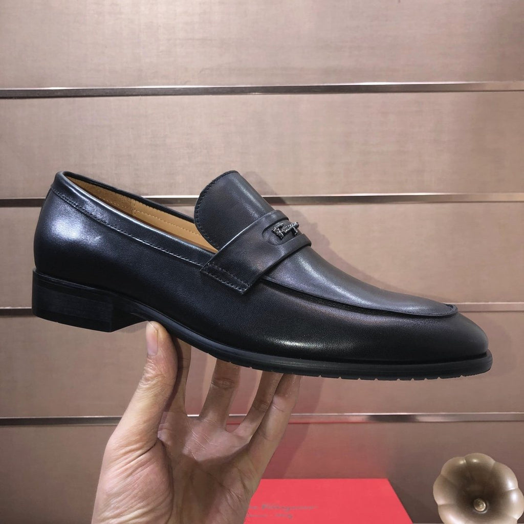 Ferragamo Black Leather Loafers