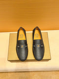 Versace Men's Black Textured Metal-Strap Loafers
