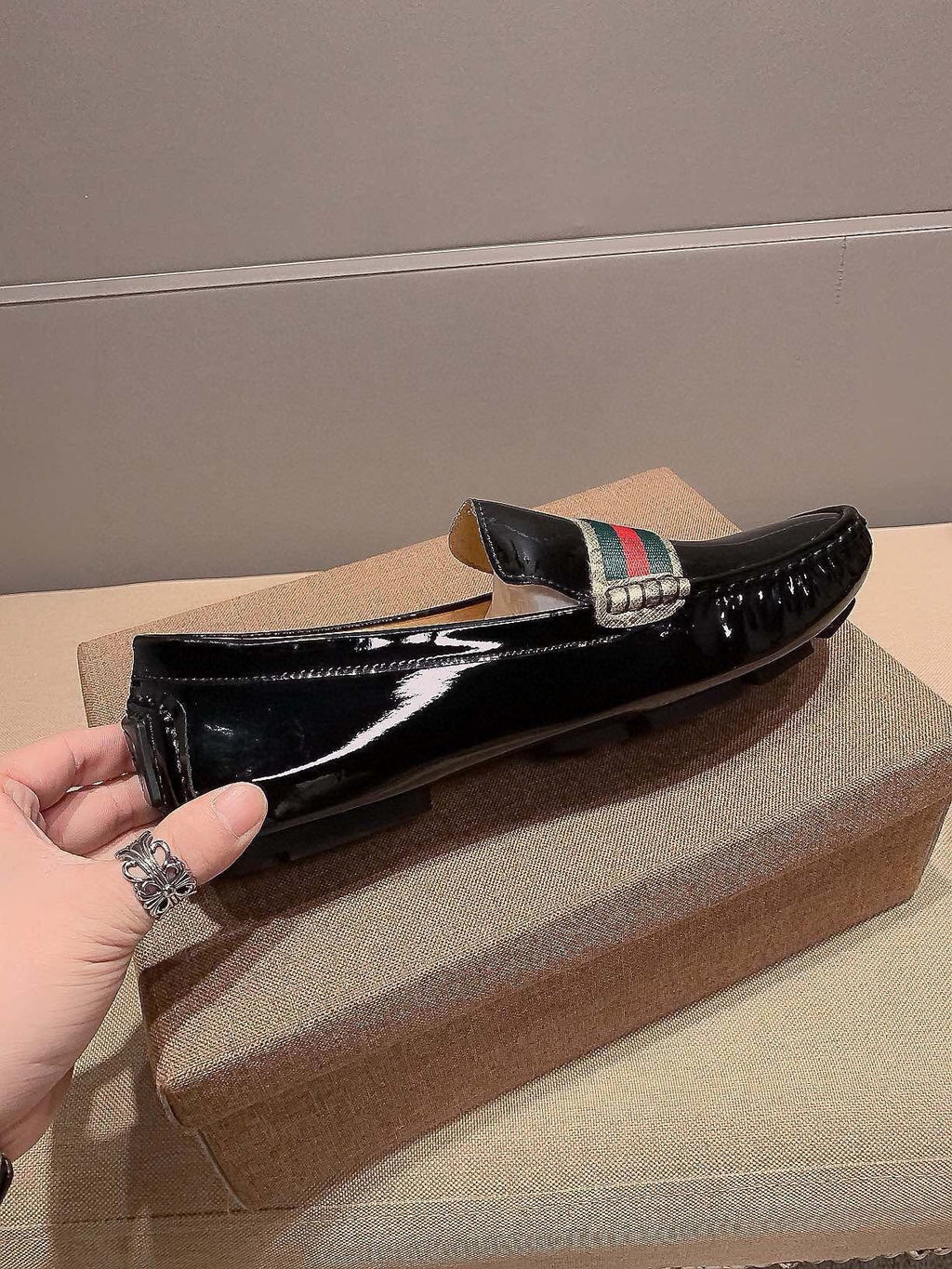 Gucci Black Stripe Loafers