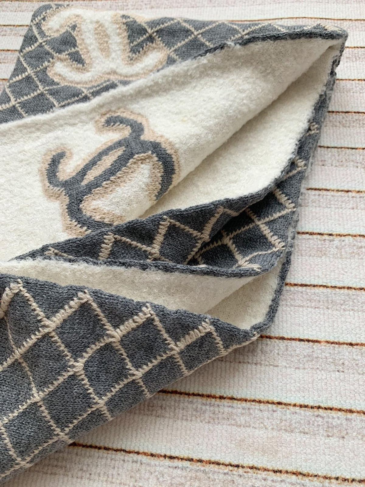 Chanel Diamond-Pattern Logo Scarf