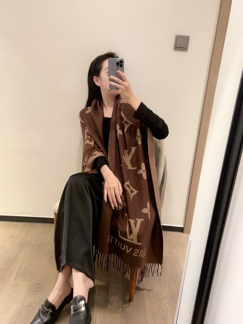 Louis Vuitton Fringed Monogram Scarf