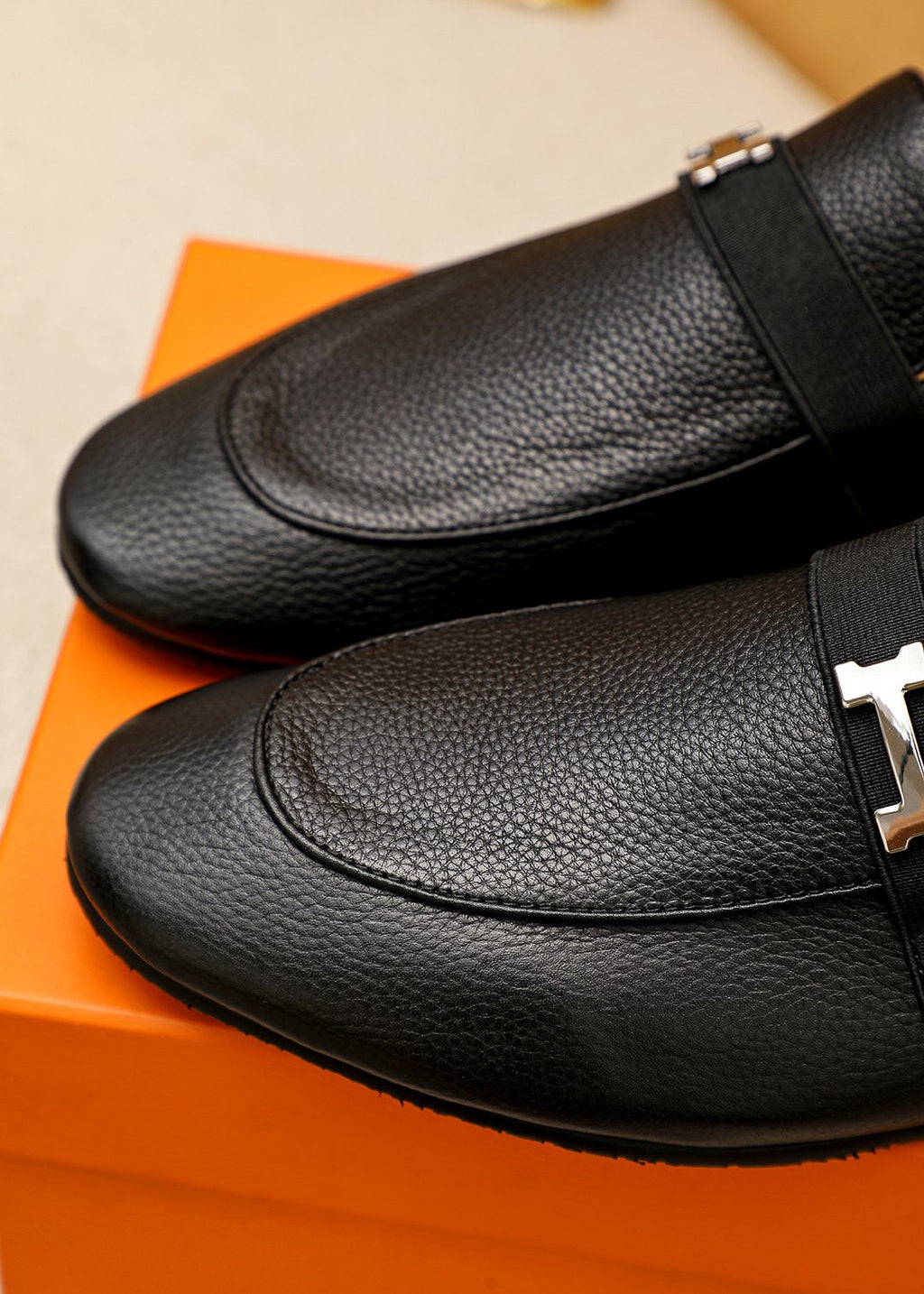 Hermès Black H-Hardware Loafers - Low-Profile Sole