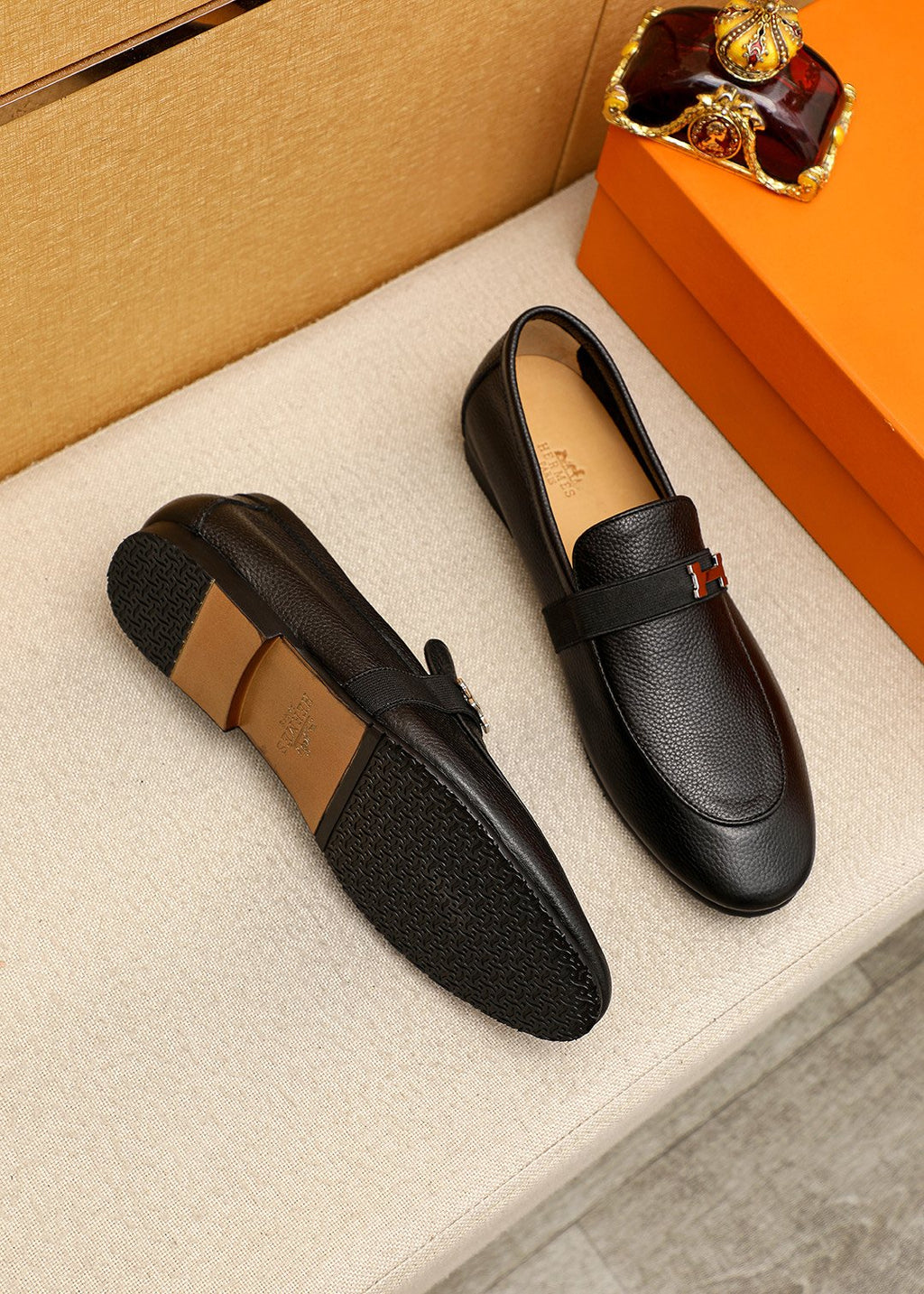 Hermès Black H-Hardware Loafers - Low-Profile Sole