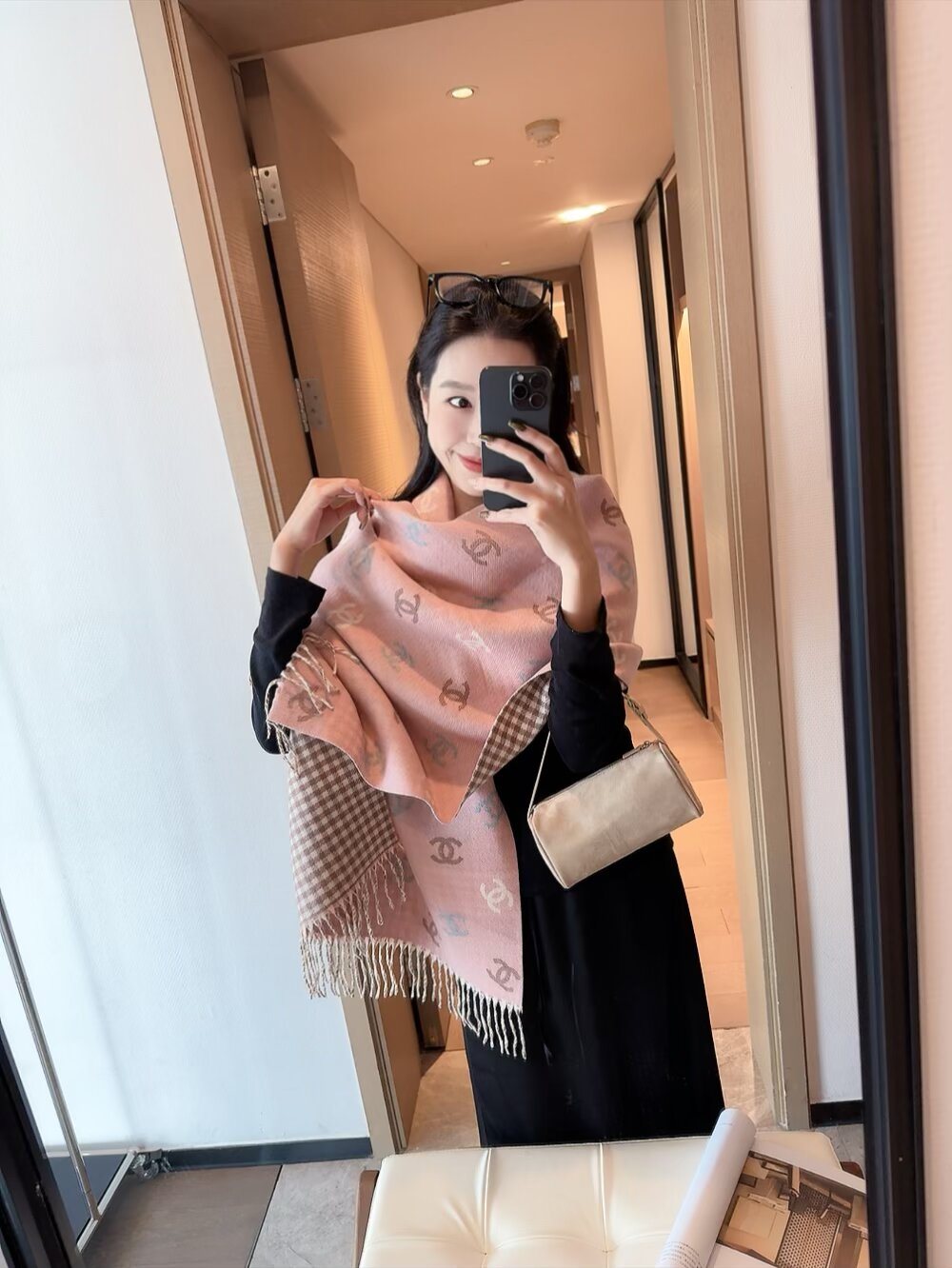 Chanel Reversible Interlocking-C Fringe Scarf