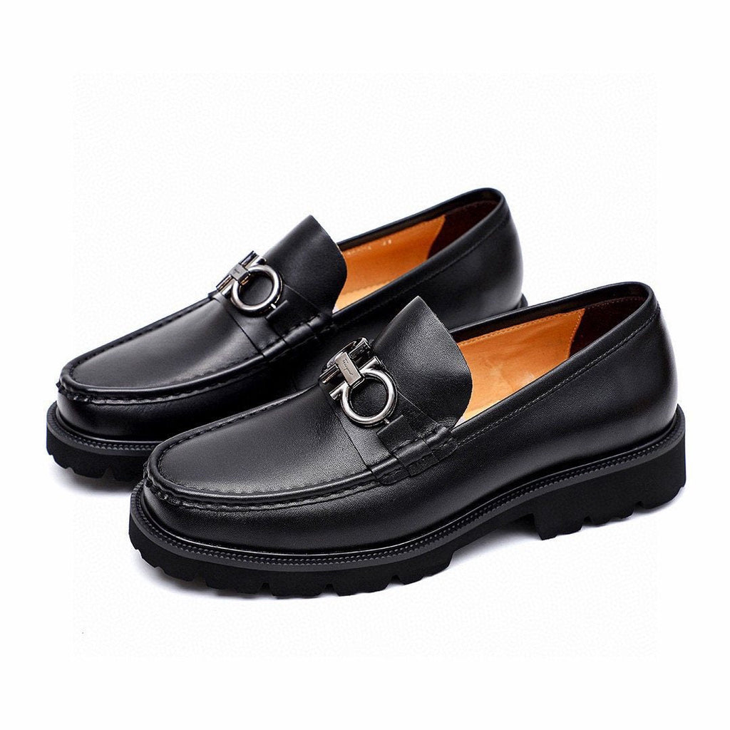 Ferragamo Men's Black Lug Sole Bit Loafers