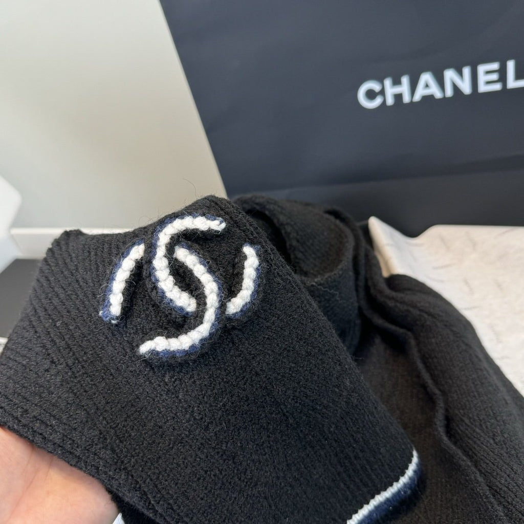 Chanel Embroidered Knitted Scarf