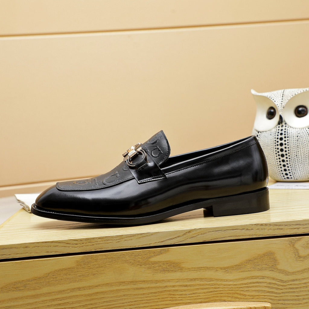 Ferragamo Black Bit Loafers - Gold-Tone Hardware