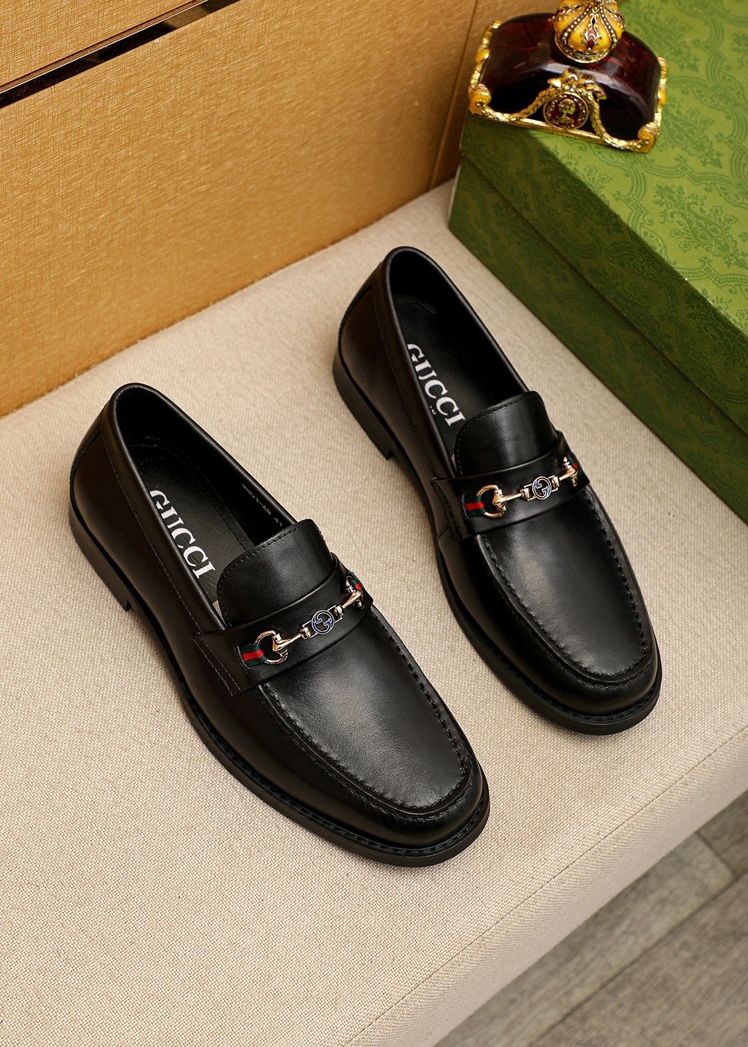 Gucci Black Web Bit Loafers