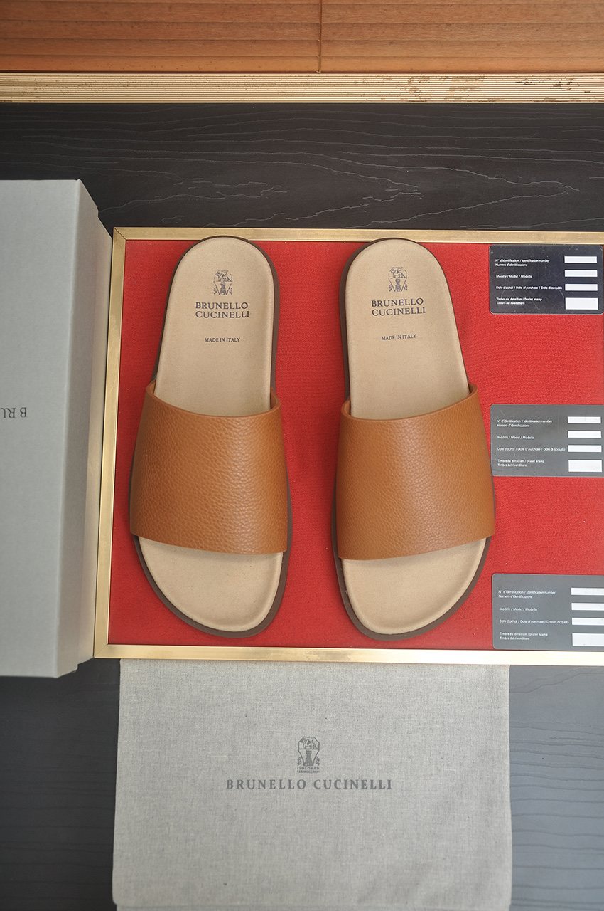 Brunello Cucinelli White Slide Sandals
