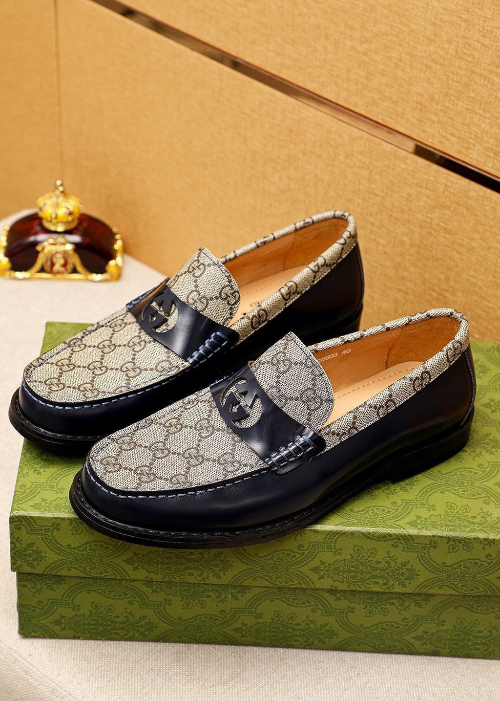 Gucci Patent Monogram Loafers