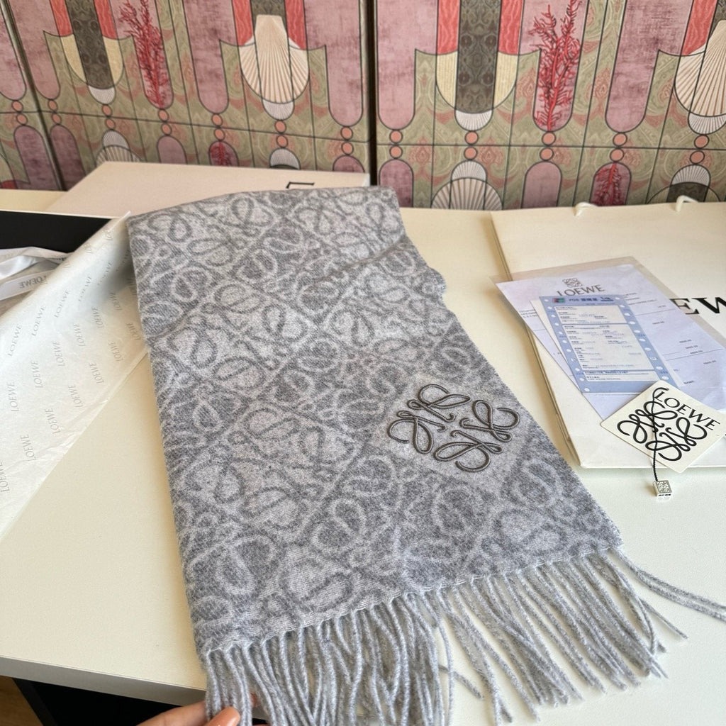 LOEWE Fringed Pattern Scarf