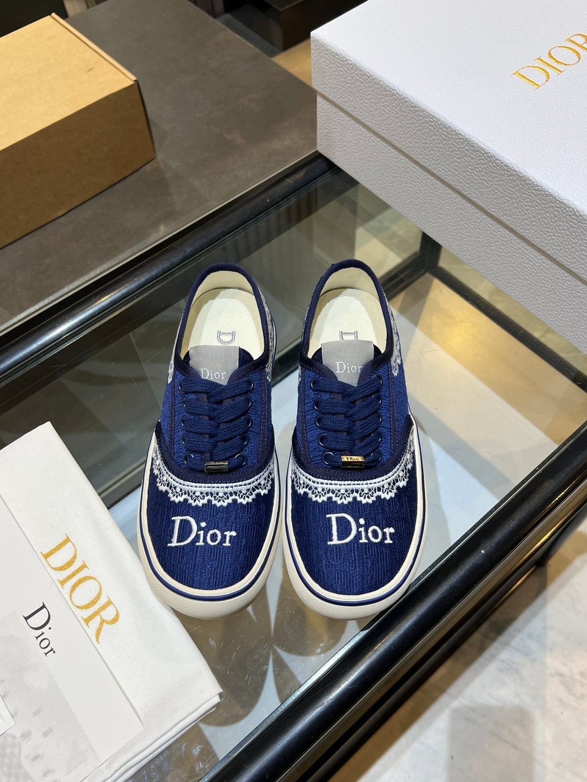Dior Embroidered Canvas Low-Top Sneakers