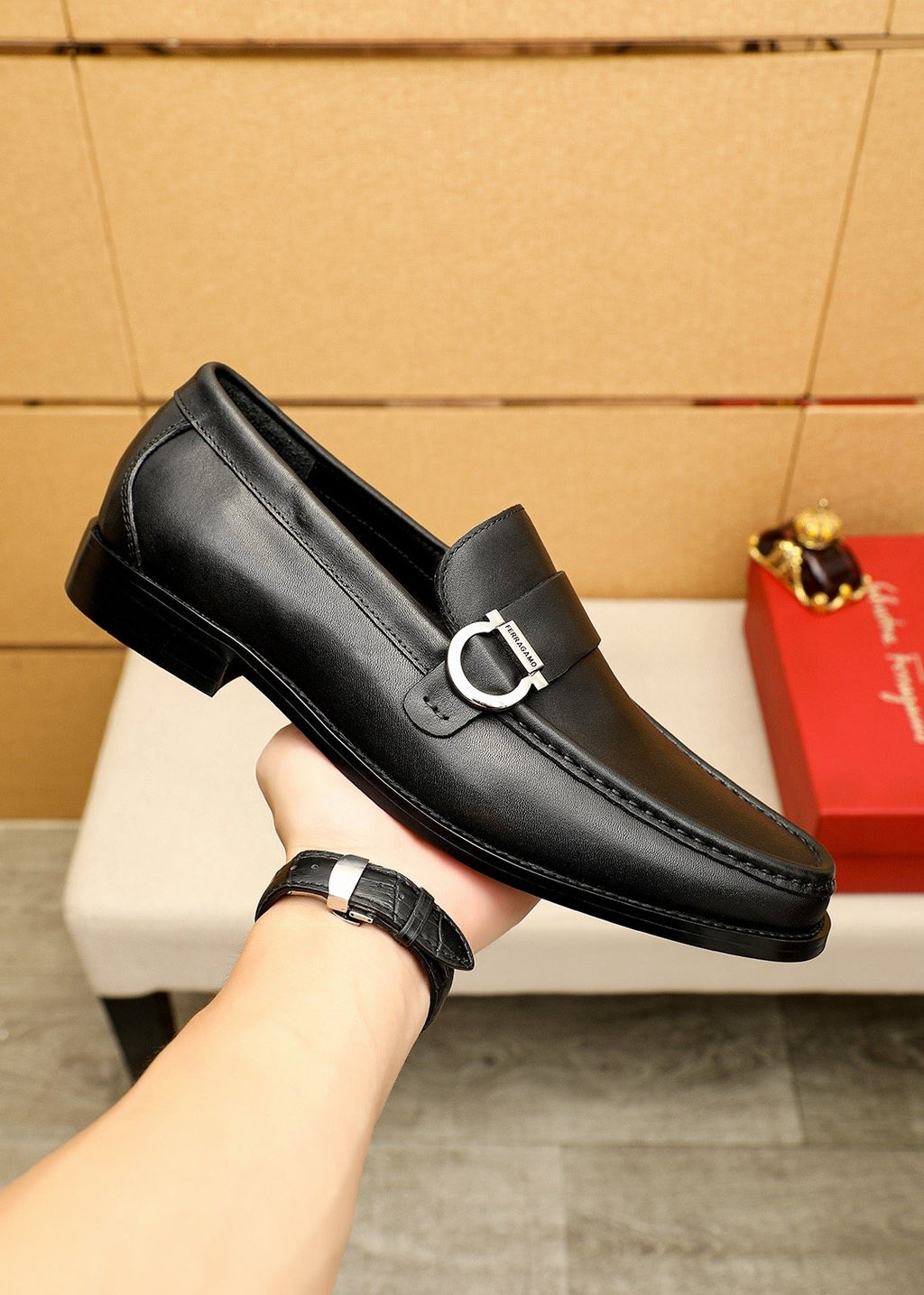 Ferragamo Leather Buckle Loafers