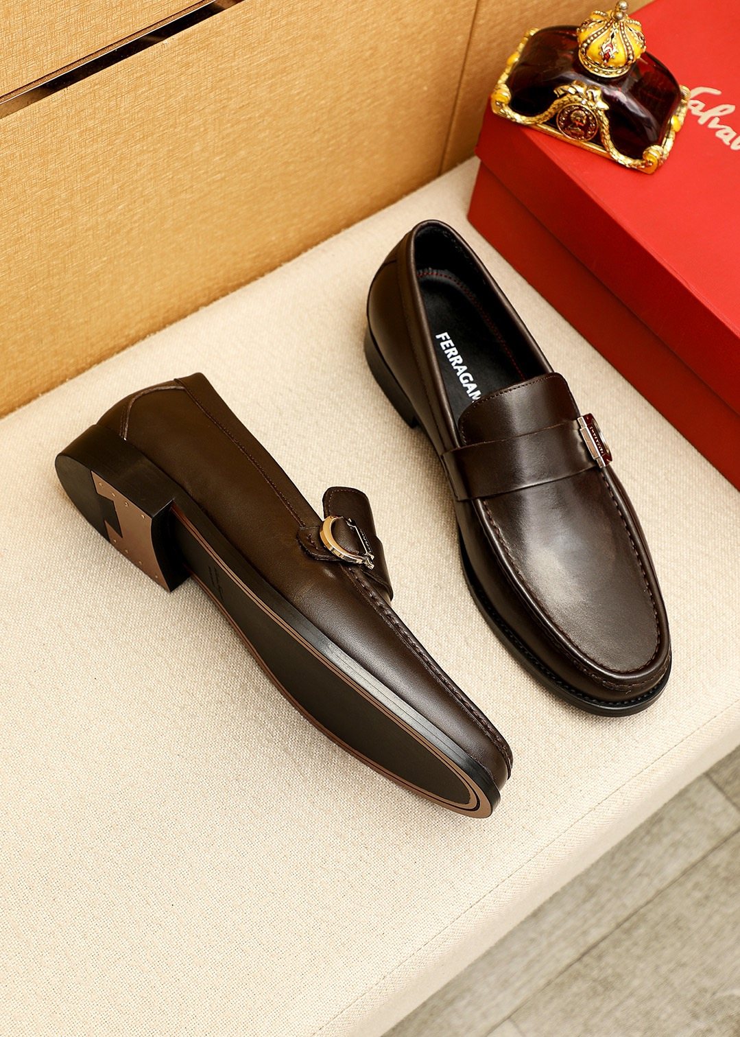 Ferragamo Leather Buckle Loafers