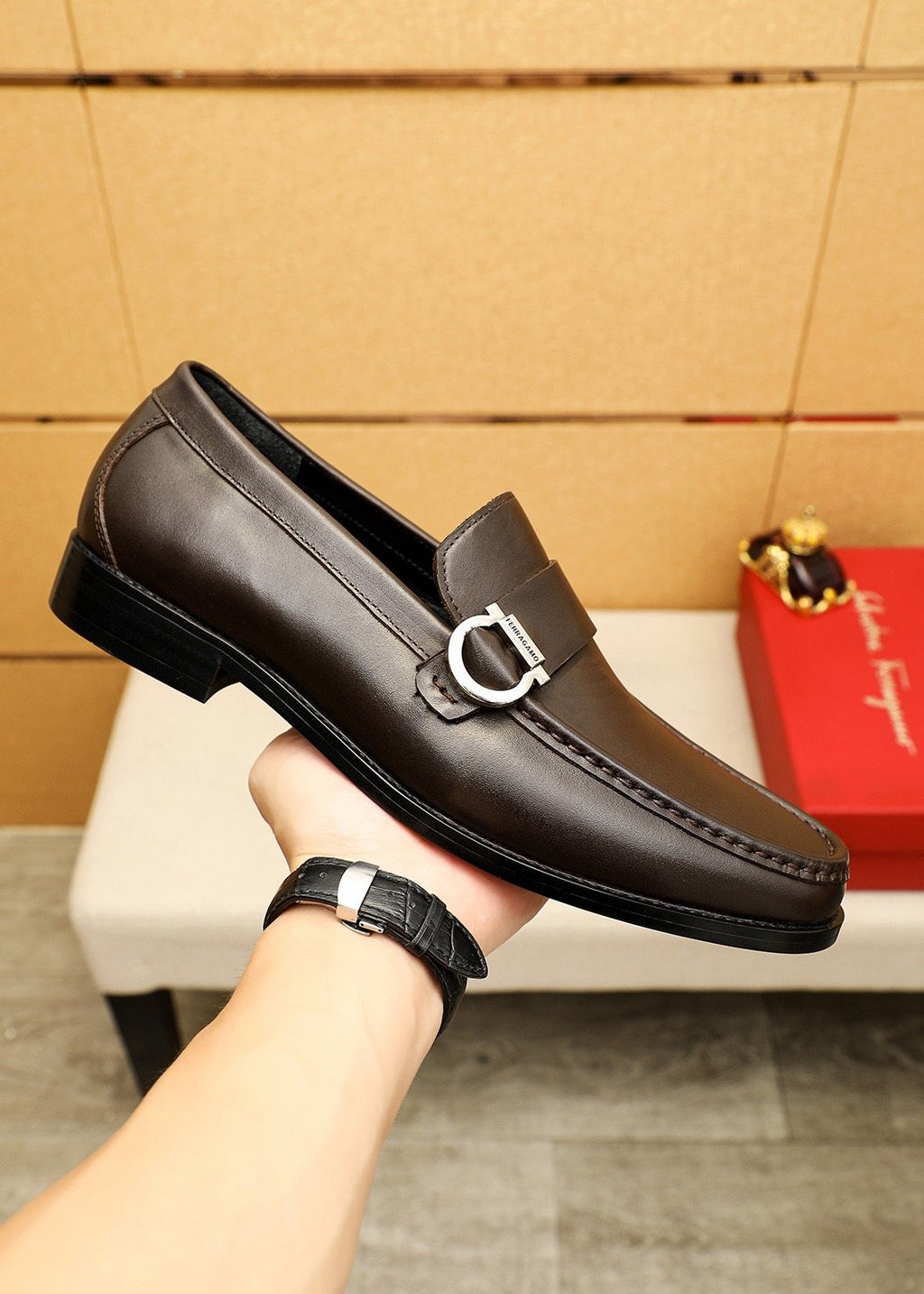 Ferragamo Leather Buckle Loafers