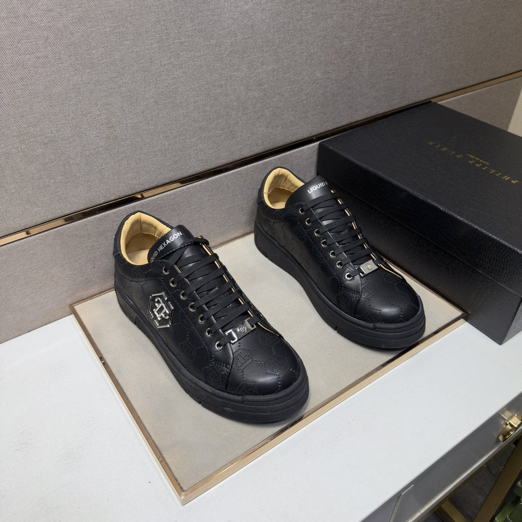 Philipp Plein Men's Textured Low-Top Sneakers - Metallic-Look Collar Accents
