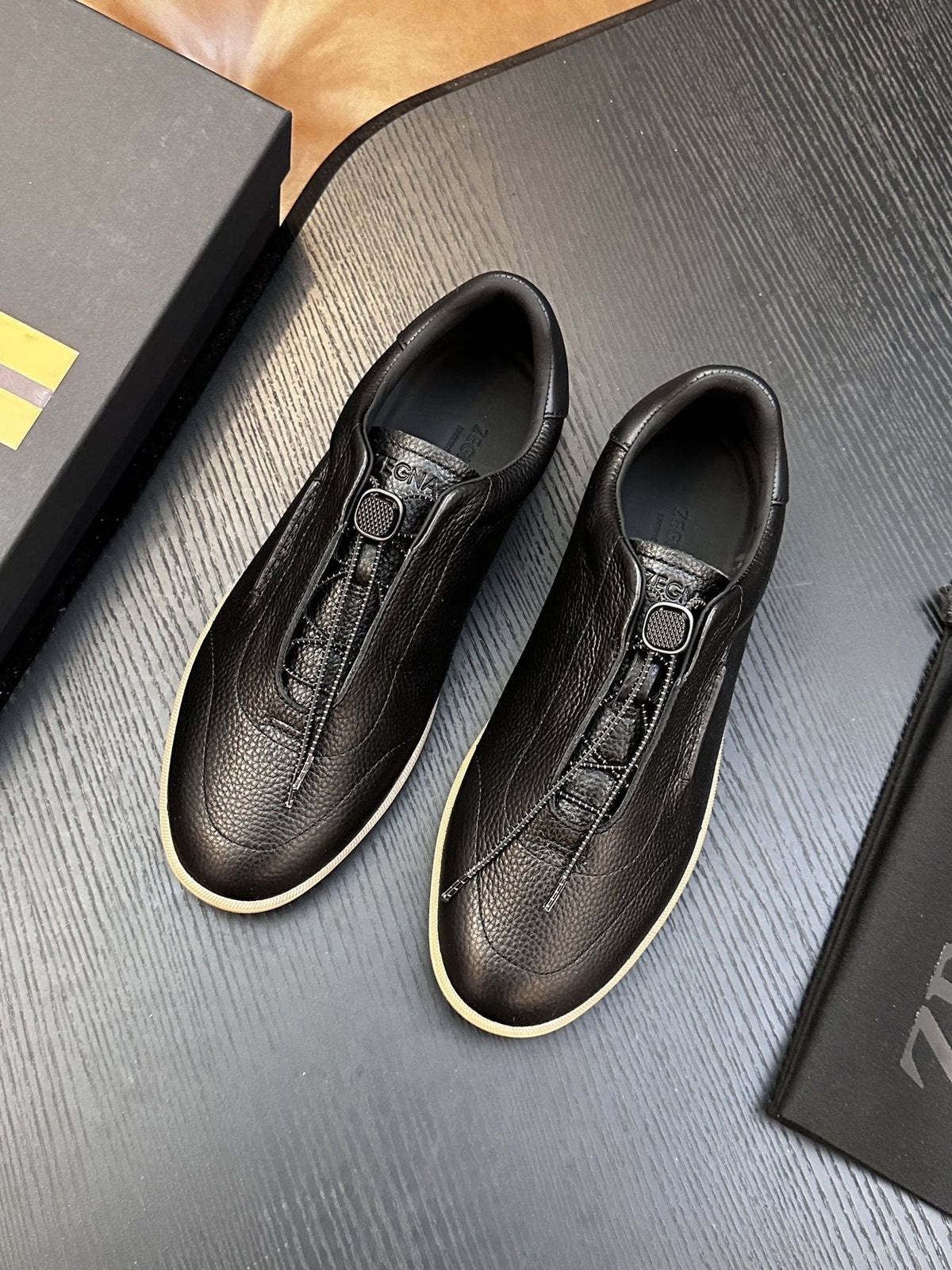 Zegna Zip-Front Slip-On Sneakers