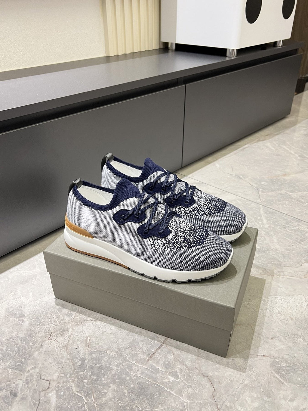 Brunello Cucinelli Men's Color-Block Knit Sneakers