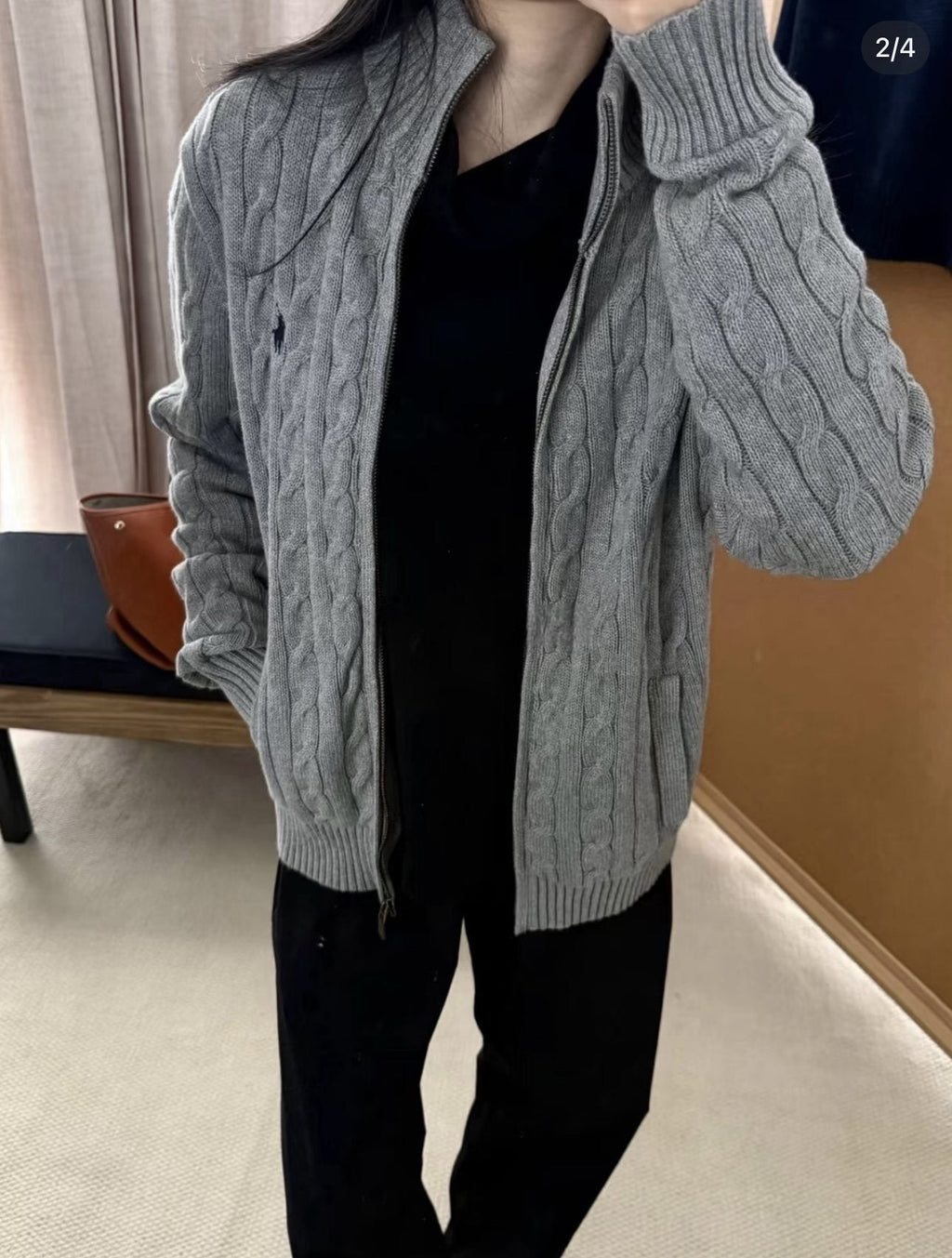 Ralph Lauren Full-Zip Cable-Knit Sweater