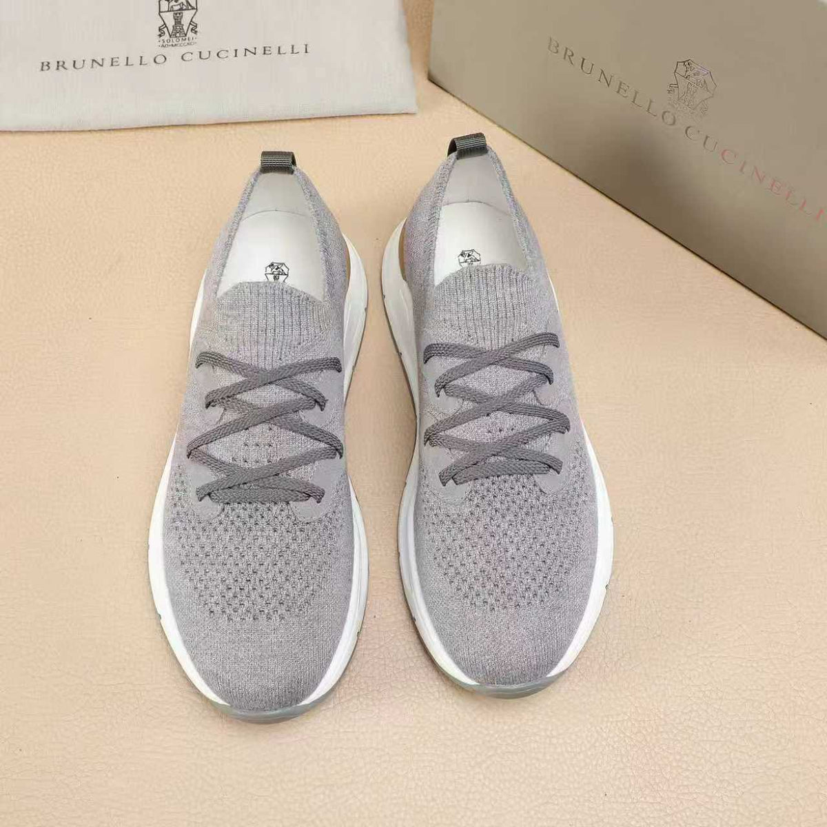 Brunello Cucinelli Knit Lace-Up Sneakers