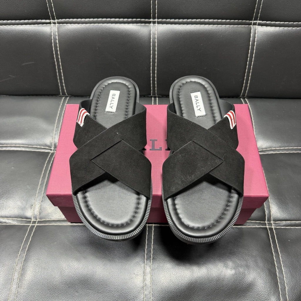 Bally Cross-Strap Slide Sandals