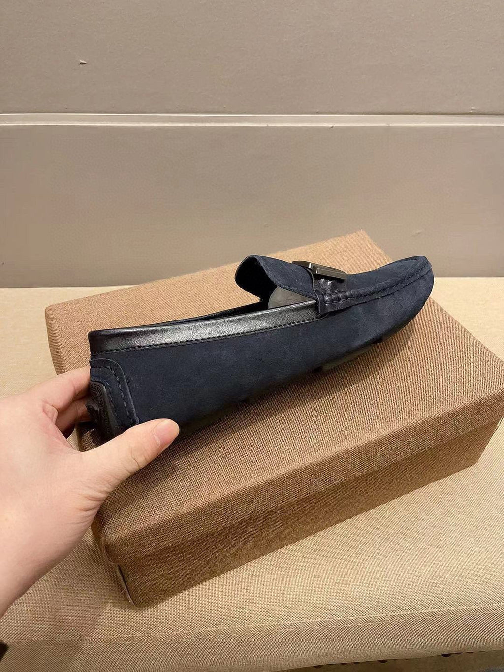 Versace Men's Geometric Buckle Loafers