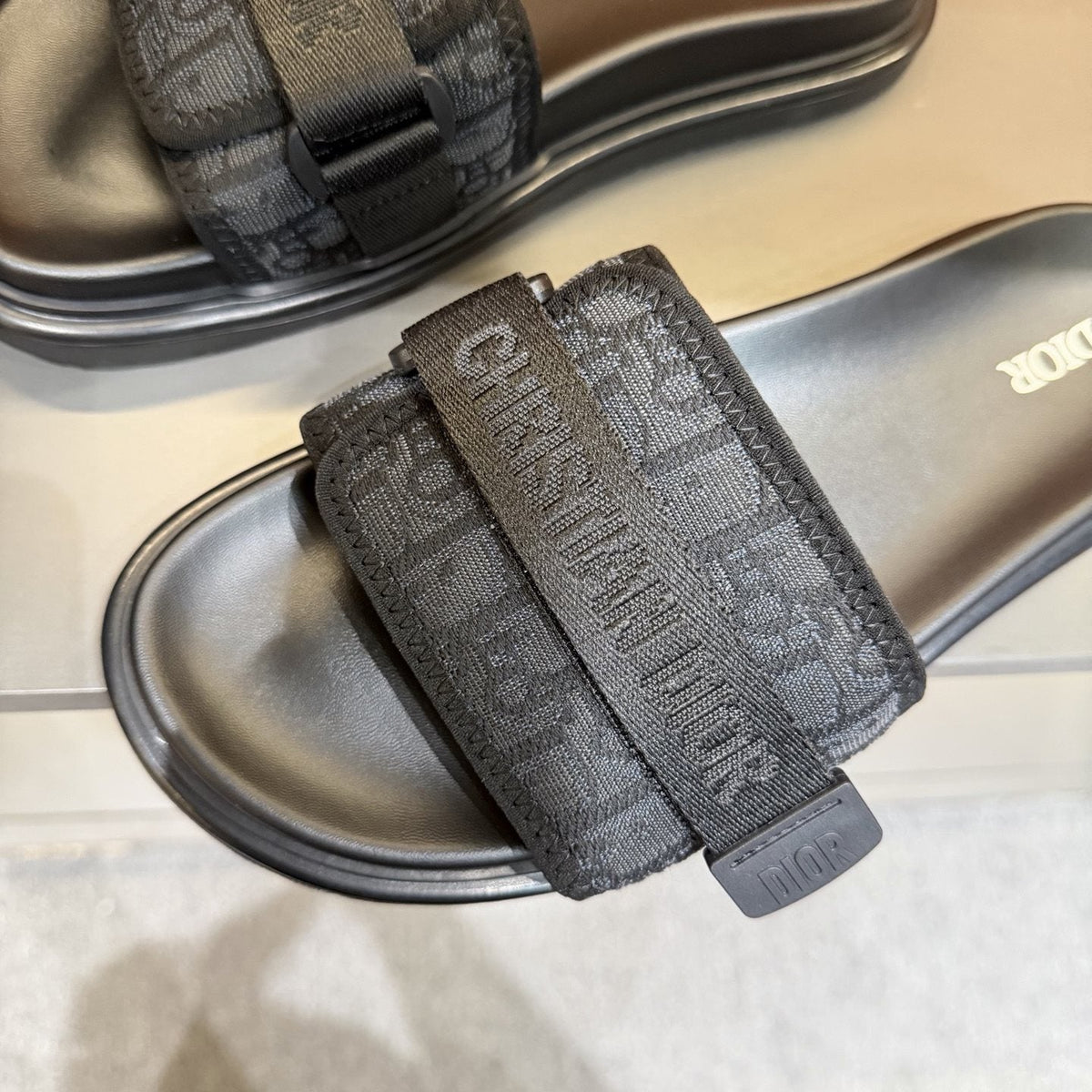 Dior Logo Strap Slide Sandals - Molded Footbed
