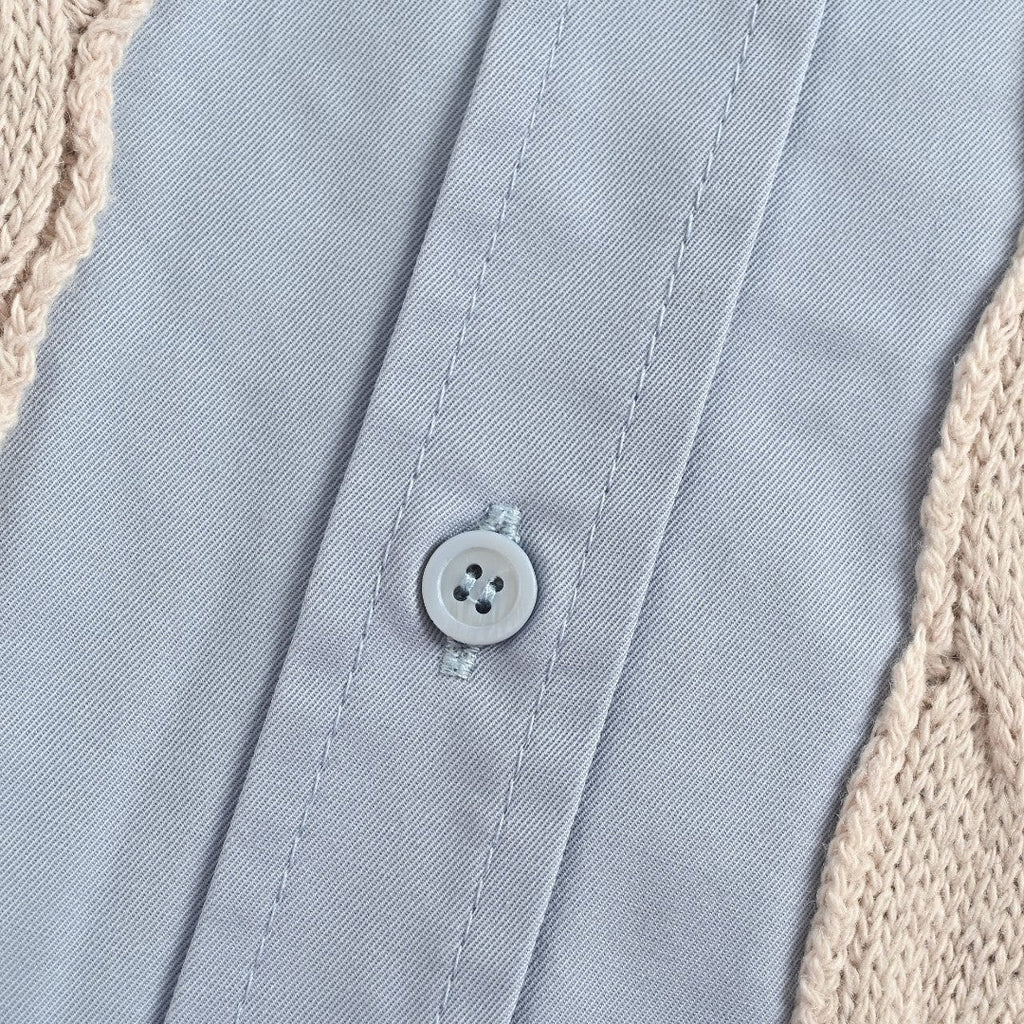 Loewe Anagram Vertical Stripe Embroidered Wool-Blend Long Sleeve Shirt – Sky Blue