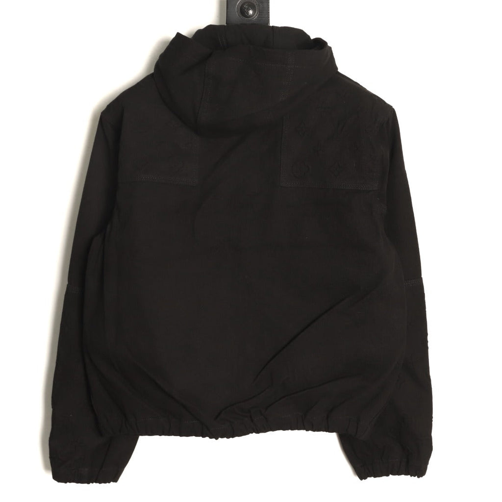 Louis Vuitton Monogram-Style Hooded Zip Jacket - Black
