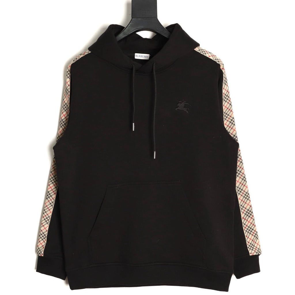 Burberry Check Tape Pullover Hoodie - Black