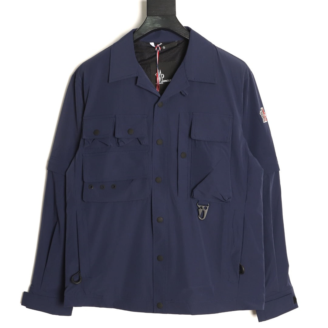 Moncler Utility Shirt-Collar Jacket - Navy